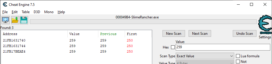 Screenshot of the narrowed down results